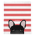 Black French Bulldog on Coral Stripes | Frenchie Blanket, Frenchie Dog, French Bulldog pet products